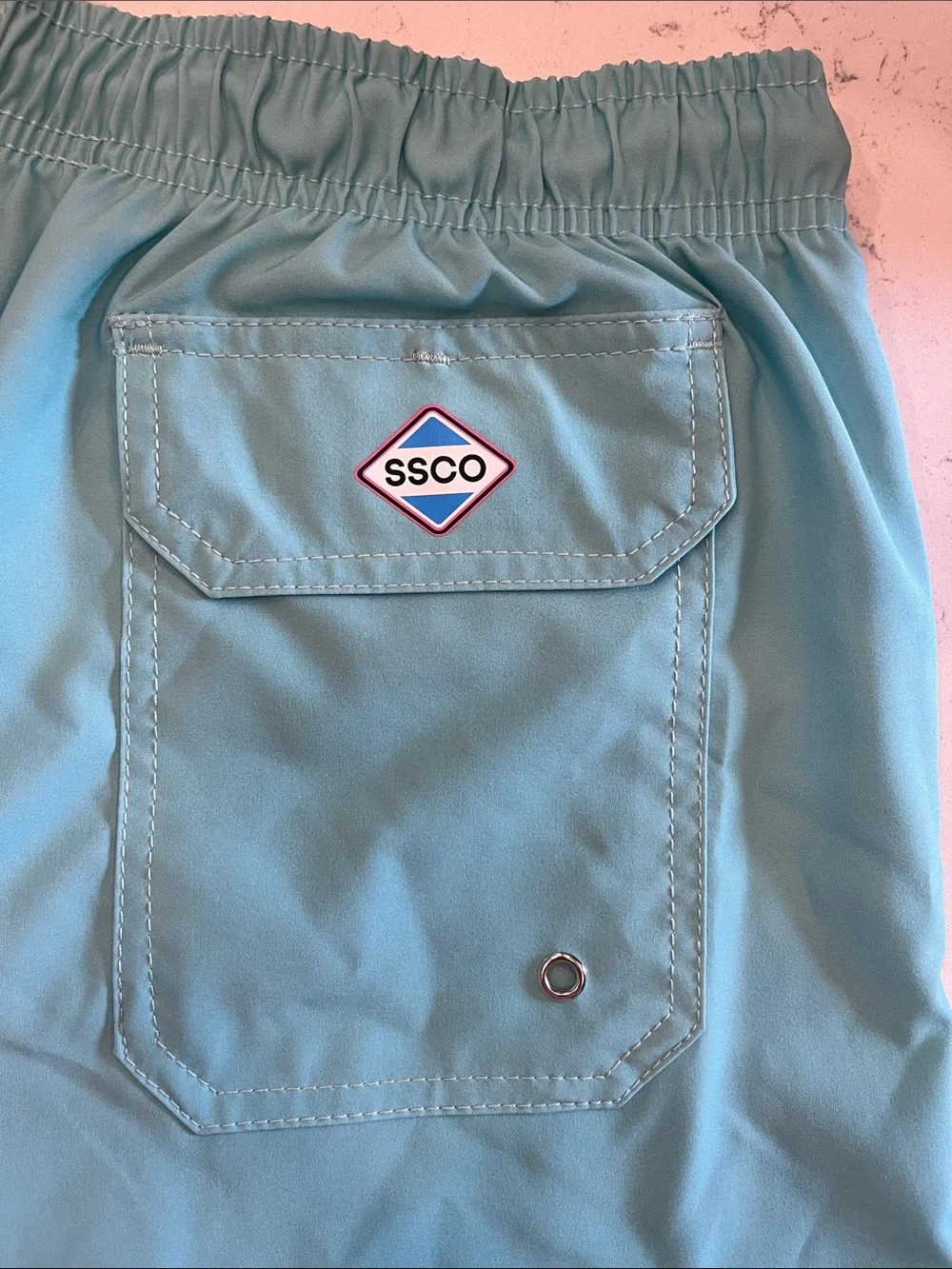 Southern Shirt Co. Colorblock Swim Shorts in Teal, Coral & Blue